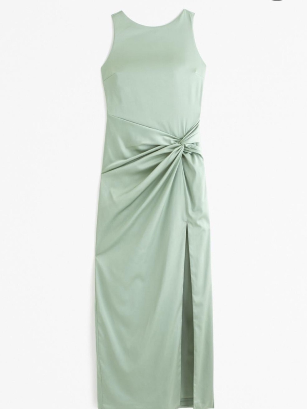 NWT Abercrombie Draped Twist-Front Satin Maxi Dress Sage Green S